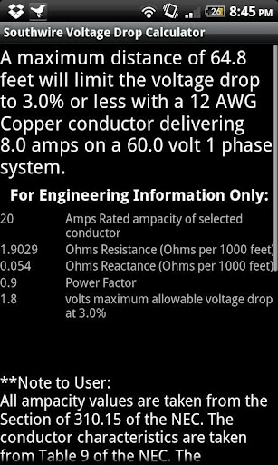 Southwire Volt Drop Calculator截图2