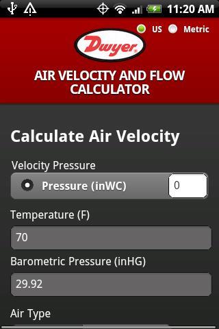 Dwyer Air Velocity Calcu...截图1