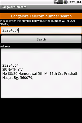 Bangalore Telephone Search截图2