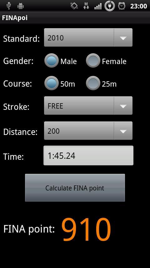 FINApoi：FINA point calc...截图2