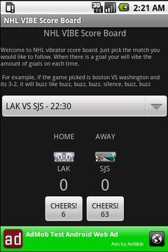 NHL Hockey VIBE Scoreboard截图