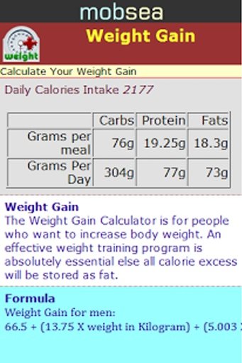 Weight Gain Calculator截图5