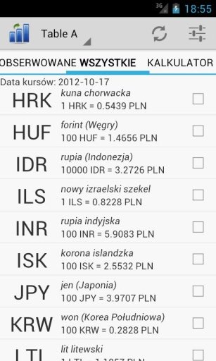 NBP Exchange Rates截图4