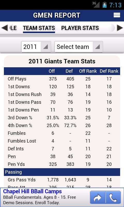 Giants by StatSheet截图5