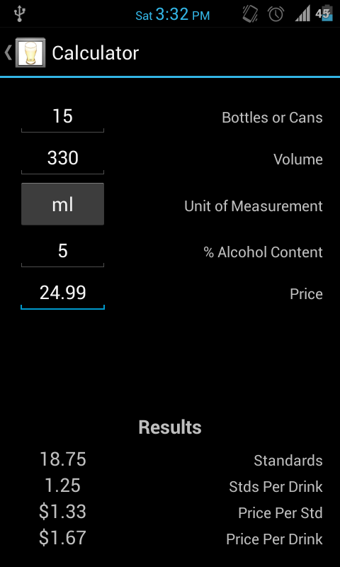 Drinks Calculator截图2