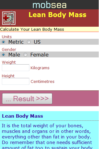 Lean Body Mass Calculator截图2