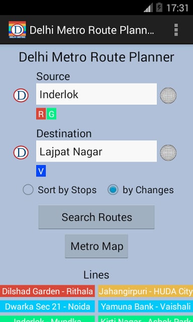 Delhi Metro Route Planner截图2