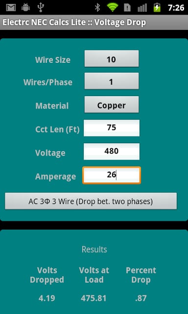 Electrc NEC Calcs Lite截图10