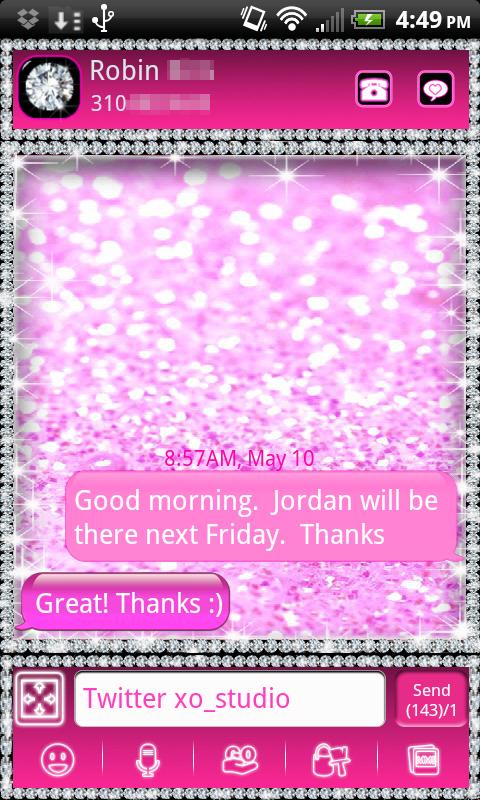 GO SMS Cute Pink Diamond Theme截图4