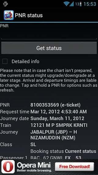 PNR status and train info截图2