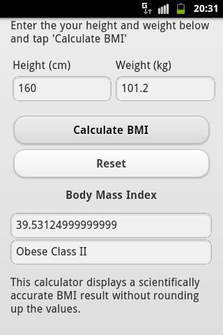 BMI Calculator (cm/kg)截图2