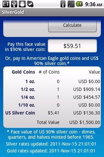 Silver Gold Payment Calculat截图1