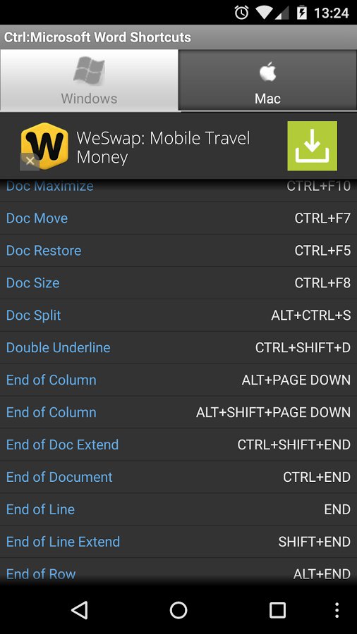 Ctrl: Microsoft Word Shortcuts截图2
