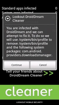 DroidDream Malware Cleaner截图