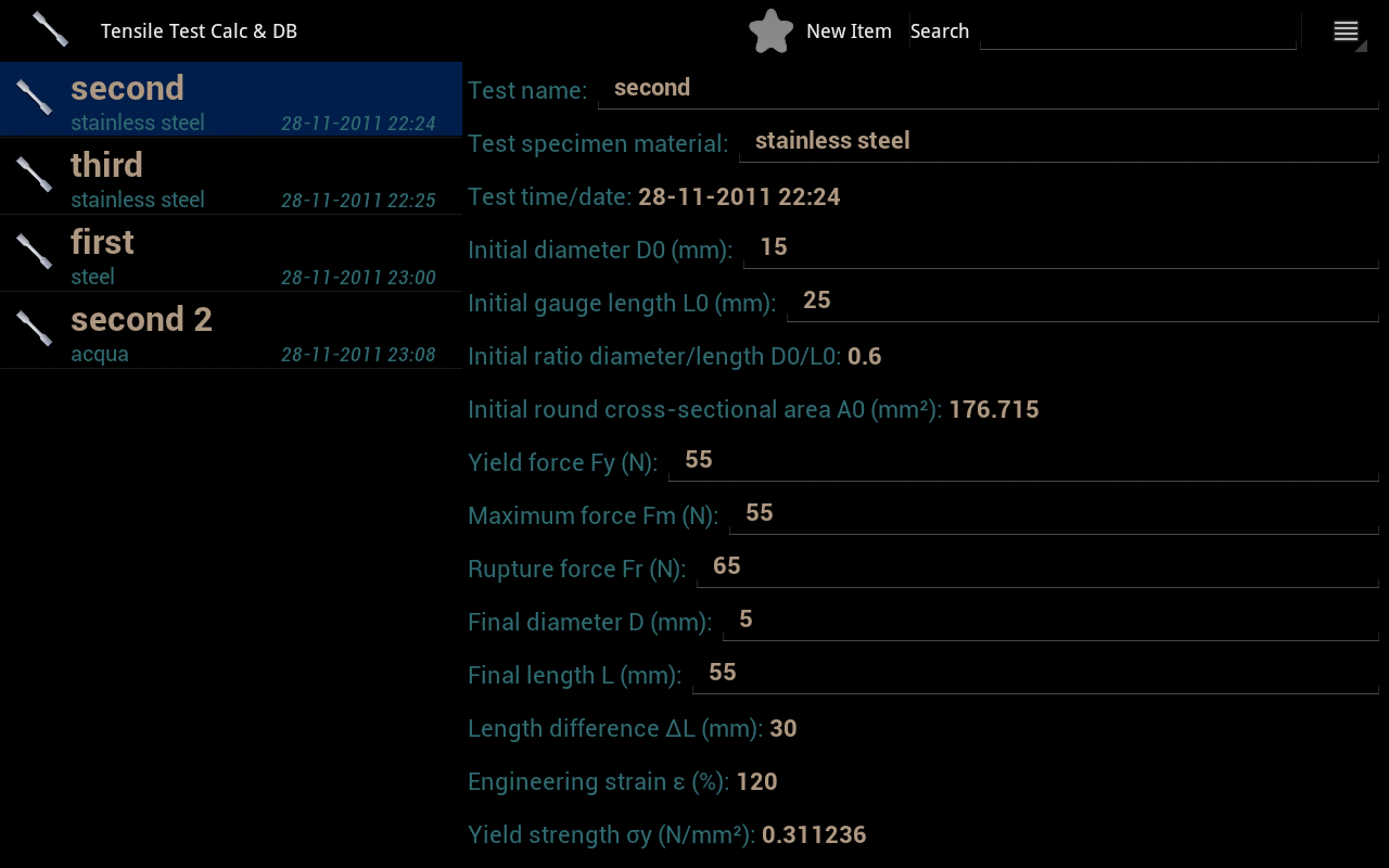 Tensile Test Calculator &amp; DB截图1