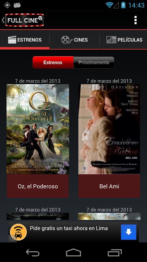 Full Cine: Cartelera de Per&uacute;截图1