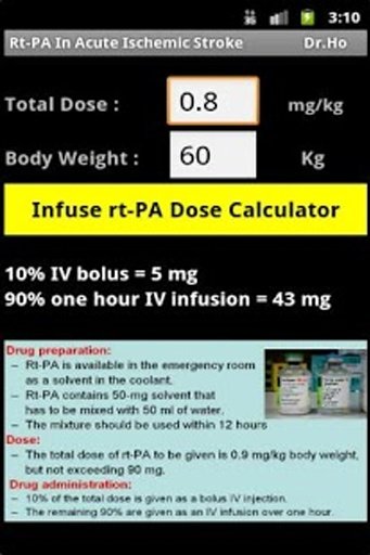 rtPA Infusion Dose Calculator截图1