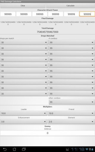 PAD Combo Damage Calculator截图1