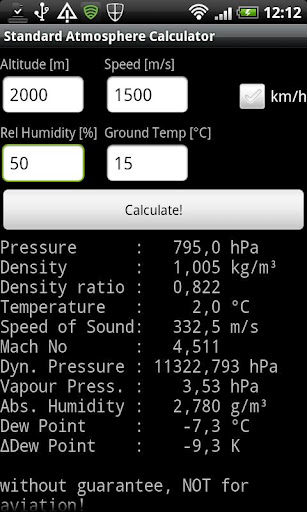 Standard Atmosphere Calculator截图1