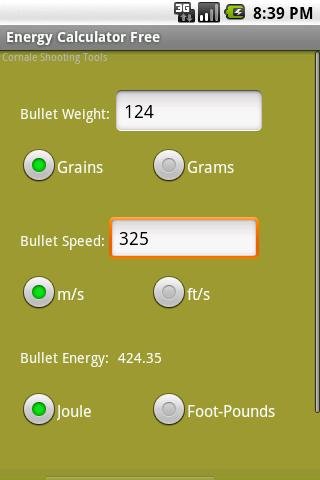 Bullet Energy Calculator Free截图2