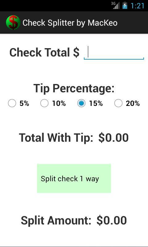 小费计算器 Check Splitter Free截图3