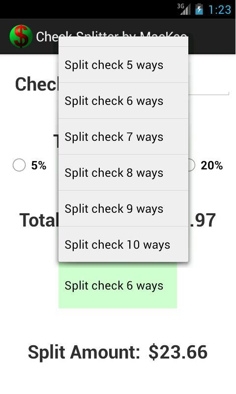 小费计算器 Check Splitter Free截图4