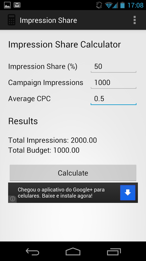 Impression Share Calculator截图1