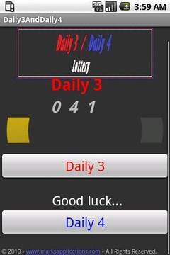 Daily3 / Daily4 lotto截图