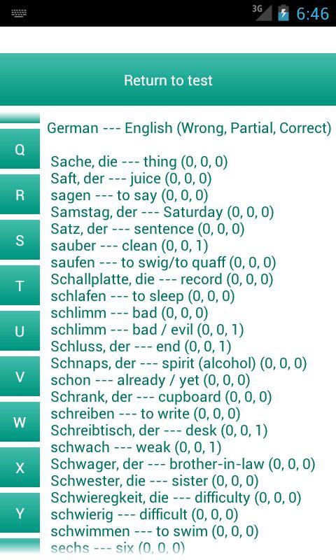 Vocabulary Test - German截图3