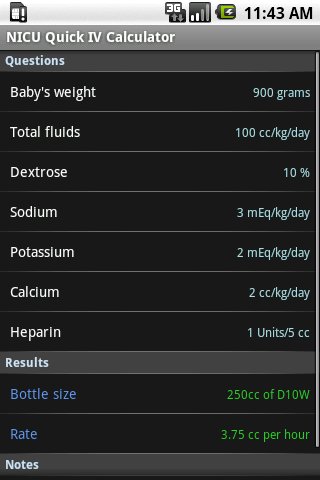 NICU Quick IV Calculator截图2