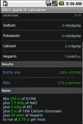 NICU Quick IV Calculator截图1