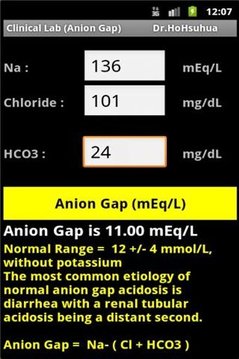Clinical Lab ( Anion Gap )截图