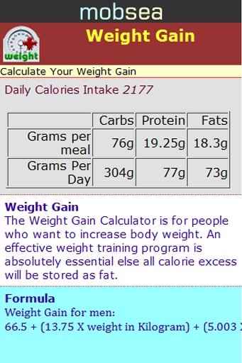 Weight Gain Calculator截图4