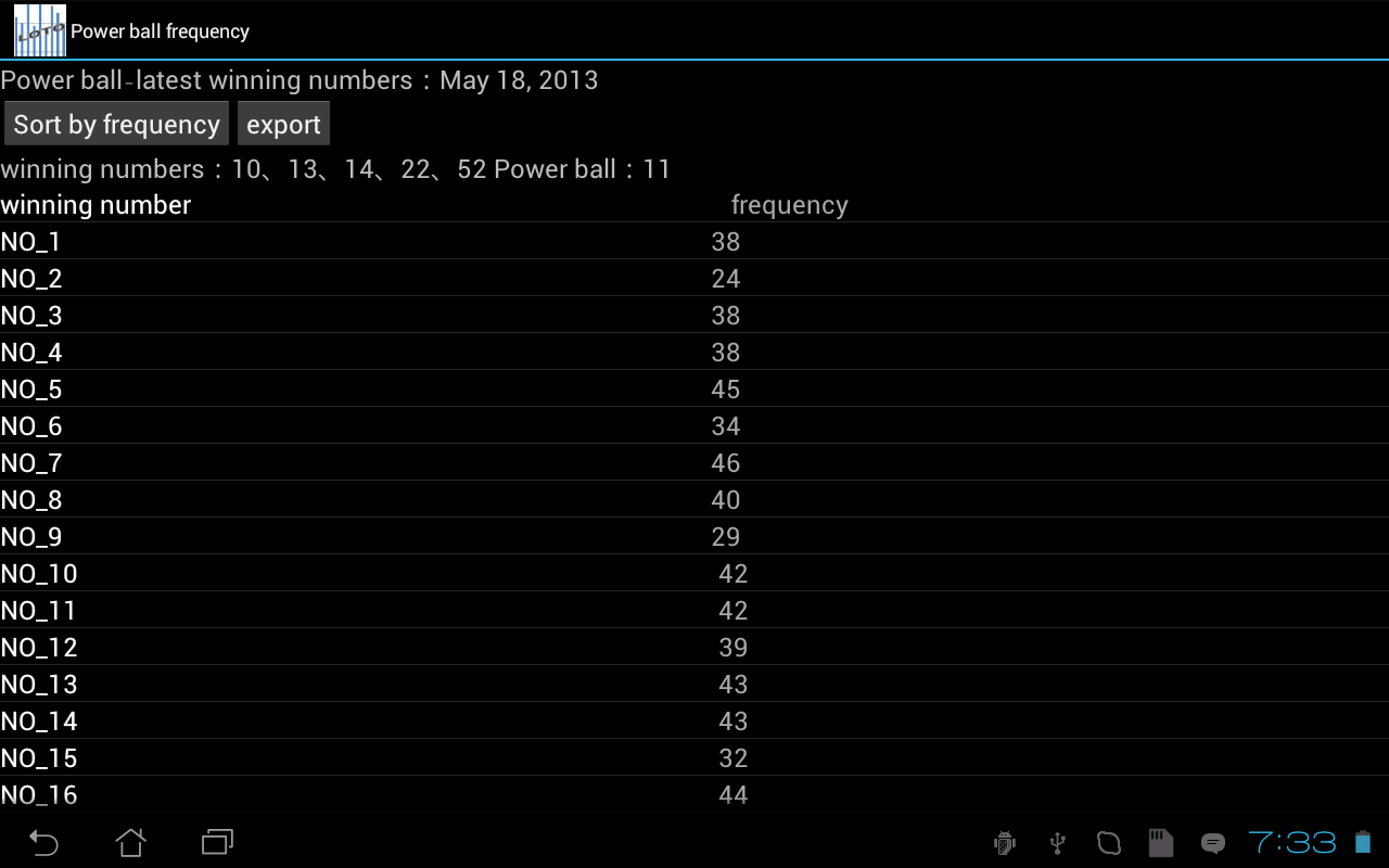 Power ball frequency截图1