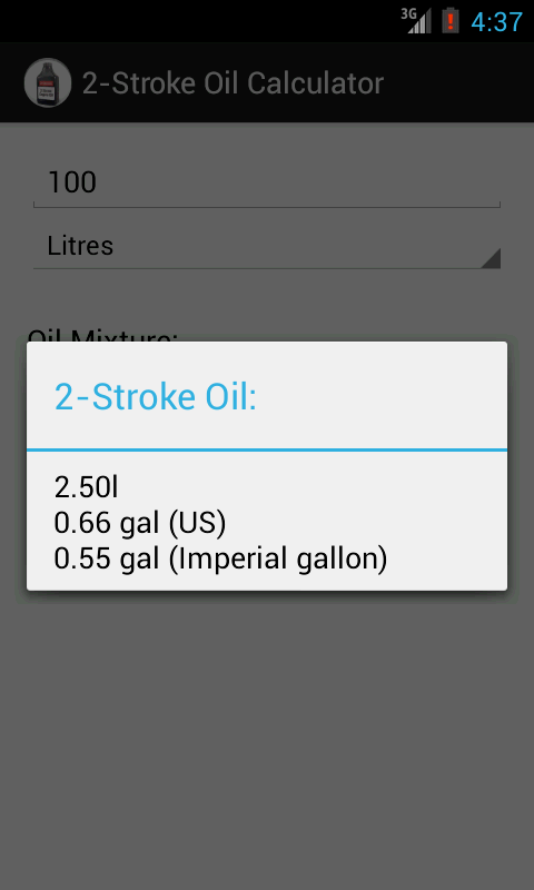 2-Stroke Oil Calculator截图8