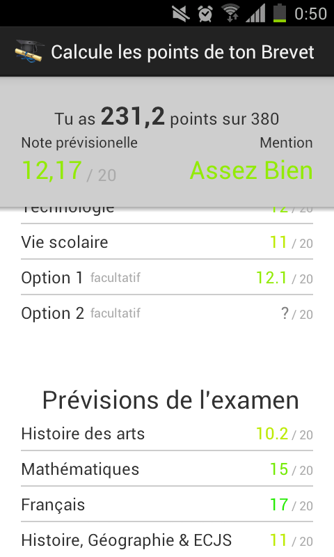 Calcule les points du Brevet截图4