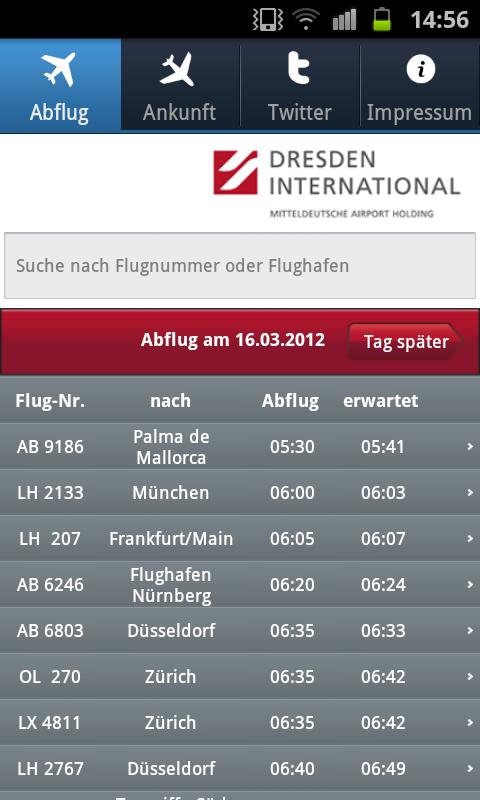 Flugtafel Flughafen Dresden截图1