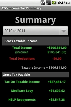 澳洲所得税计算器截图