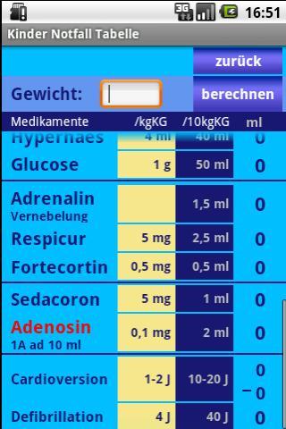 Kinder Notfall Tabelle截图1