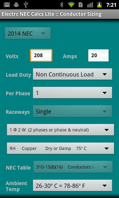 Electrc NEC Calcs Lite截图7