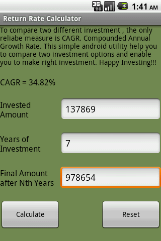 Return Rate (CAGR) Calculator截图2