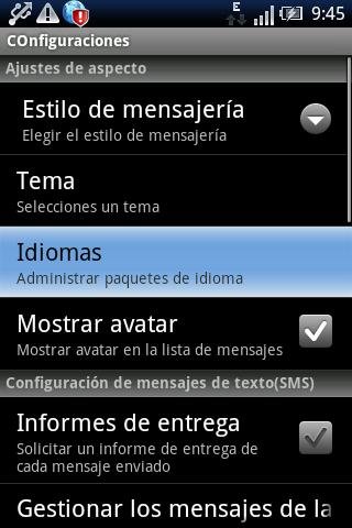 Pansi SMS Spanish language截图1