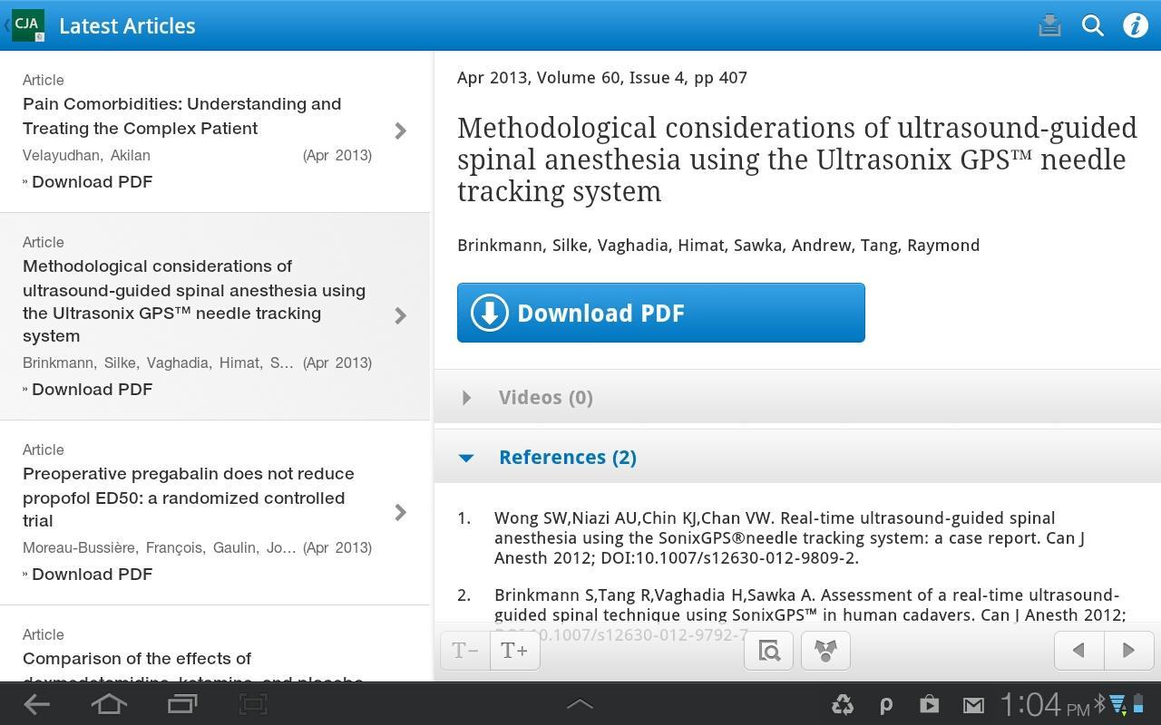 Canadian Journal of Anesthesia截图2