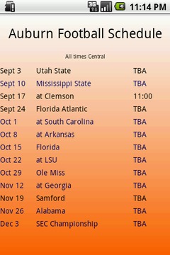 Auburn Football Schedule截图