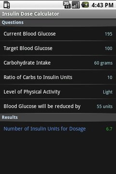 胰岛素剂量计算器截图