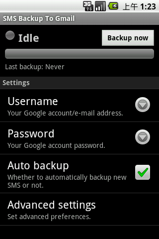 SMS Backup or Save to Gmail截图1