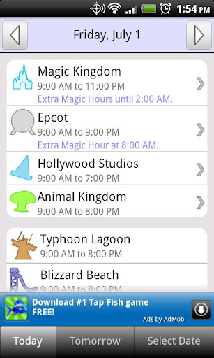 Disney World Park Hours (Free)截图4