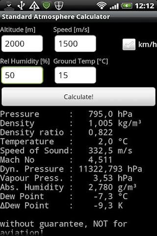 Standard Atmosphere Calculator截图3