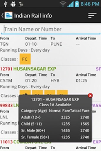 eRail - Indian Rail Live Info截图8