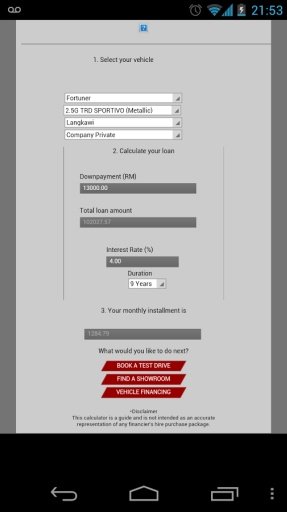 Car Loan Calculator - Toyota截图3